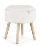 Sgabello Contenitore Ø 39x42,5 cm Zoya in Bouclè Bianco