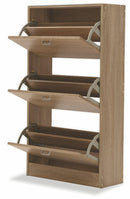 Scarpiera 3 Scomparti in MDF 63x24x115 cm Soriani Rovere