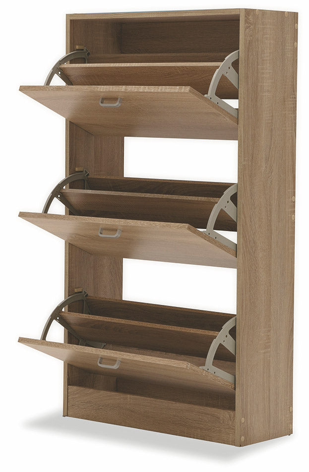 Scarpiera 3 Scomparti in MDF 63x24x115 cm Soriani Rovere