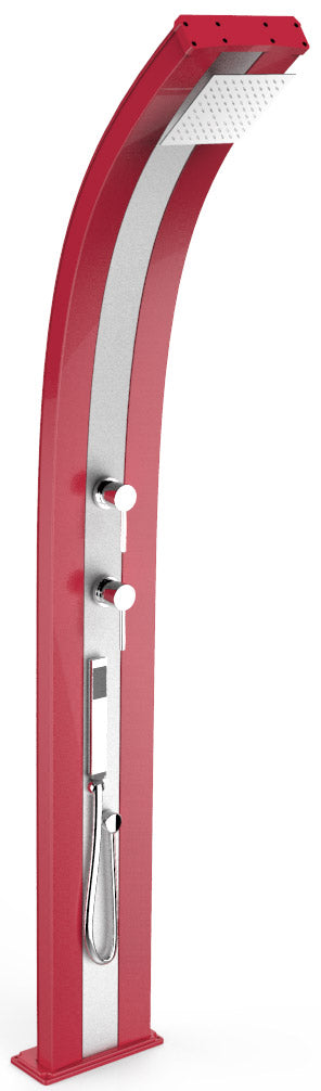 acquista Doccia Solare da Esterno Giardino 40L Miscelatore e Doccetta Mobile Arkema Dada Fascia Inox Cherry