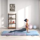 Tappetino da Ginnastica 180x60x5 cm Pieghevole Crash Mat con Maniglie per Allenamento a Casa in PU e EPE Azzurro      