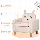 Poltroncina per Bambini con Design a Coniglio 53x47x54,5 cm Gambe in Legno Crema