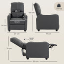 Poltrona Relax Reclinabile Manuale 155° 69x91x100 cm con Poggiapiedi in Pelle PU Grigio Scuro      