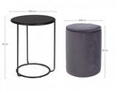Set 2 Tavolino-Pouf Annika Grigio Scuro in Tessuto effetto Velluto