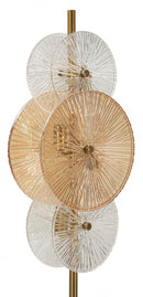 Lampada da Terra Osaka 30x30x164 cm in Ferro e Vetro Oro e Marrone e Trasparente      