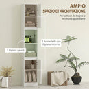 Mobile Colonna Bagno Salvaspazio 30x24x170 cm con 2 Armadietti e Ripiani in MDF e Truciolato Bianco      