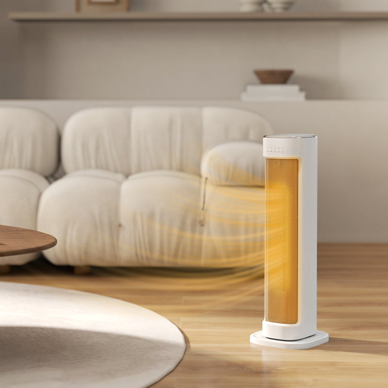 Termoventilatore Ceramico PTC 2000W con 3 Temperature Regolabili Timer e Telecomando Bianco      