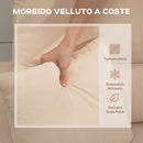 Divano Letto Angolare con Vano Contenitore 205x135x76 cm Rivestimento in Velluto a Coste Beige      