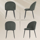 Set 2 Sedie da Pranzo 52x55x79 cm Imbottite con Schienale a Conchiglia in Velluto Grigio      