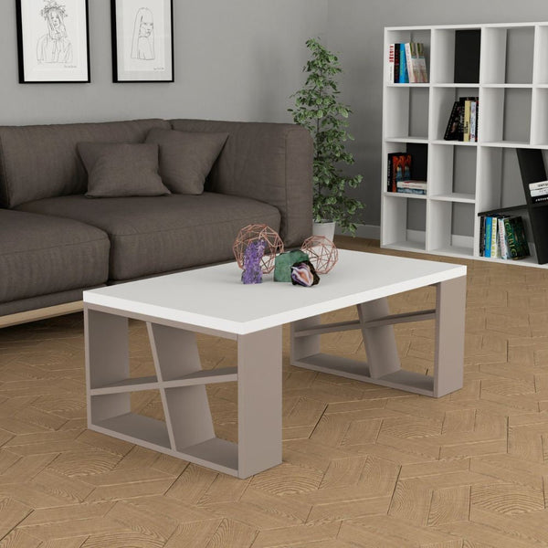 Tavolino da Soggiorno 105x60x40 cm in MDF Honey Bianco e Tortora acquista
