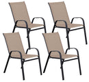 Set 4 Sedie da Giardino 67x57x107 cm in Metallo e Textilene Tortora