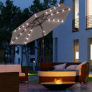 Ombrellone da Giardino Inclinabile Ø265 cm con 32 Luci LED Solari e Manovella Grigio      