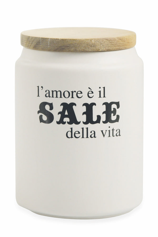 Salzglas mit Aufschrift Ø10x15 cm mit Bambusdeckel Villa d'Este Home Tivoli online
