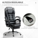Sedia Poltrona da Ufficio Presidenziale 64.5x69x109-117 cm in Similpelle Nero