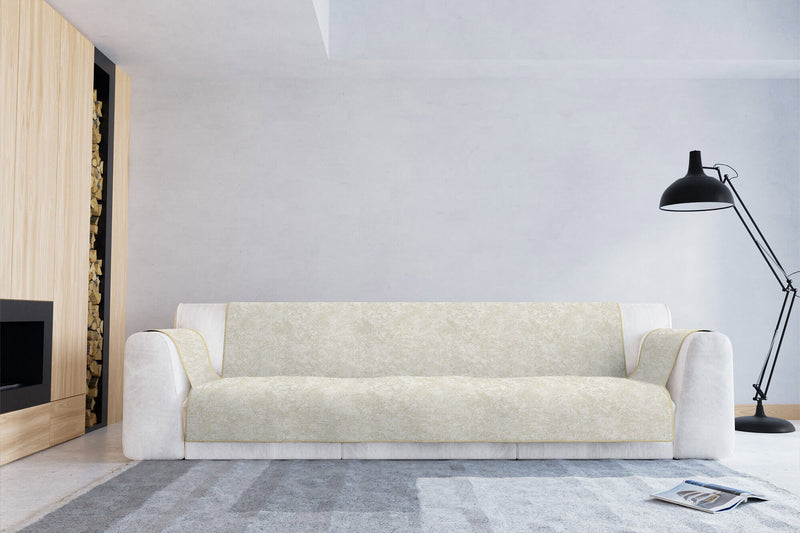 Copridivano con Copri Braccioli in Poliestere e Cotone Panna Varie Misure