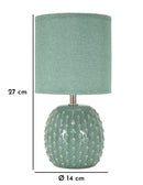 Lampada da Comodino Pontus Turchese Ø14x27 cm in Ceramica e Ferro e Tessuto Azzurro      