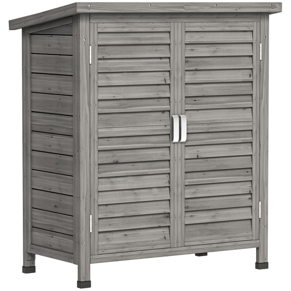 Armadio da Giardino 87x46,5x96,5 cm con Porte a Persiana e 2 Ripiani in Legno di Abete Grigio sconto