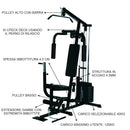 Stazione Multifunzione 156x113x205 cm per Allenamento in Acciaio  Nera