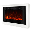 Camino Elettrico da Pavimento 74x107x16 cm Effetto Fiamma 1500W Melania & Adeli Bianco