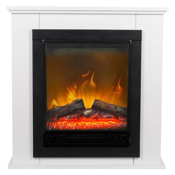 Camino Elettrico da Terra Caminetto Geneva 1800W Effetto Fuoco con Cornice Bianca sconto