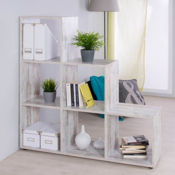 sconto Libreria a scala 116x118x33 cm Bergamo 1 bianco consumato