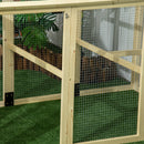 Recinto per Galline all'Aperto 140x88,5x106 cm con Porte Multiple e Rete in Metallo in Legno Naturale      