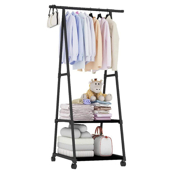 Freistehender Kleiderständer mit Schuhregal aus Stahl mit Rädern acquista