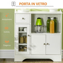 Credenza Buffet 80x30x82 cm con Vano Aperto Cassetto 3 Ripiani e Armadietto a 2 Ante in Legno Bianco      