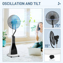 Ventilatore Nebulizzatore con Serbatoio 3L 44,5x38,5x120 cm 3 Modalità e 3 Velocità Bianco e Nero