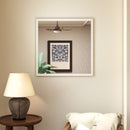 Specchio da Parete Rettangolare 50x50 cm con Ganci in Vetro e MDF Bianco      