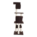 Albero Tiragraffi con Rivestimento in Pelle Marrone scuro 58x40x140 cm 