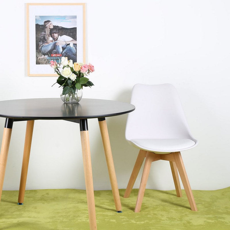 Set 4 Sedie Ergonomiche 53,5x48,5x83 cm Gambe in Legno Candice Bianco