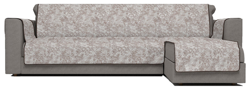 Copridivano con Penisola Destra in Poliestere e Cotone Marrone Varie Misure