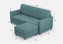 Divano 3 Posti con Pouf 198x155x85 cm Karay in Tessuto Petrolio