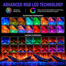 Camino Elettrico da Incasso a Parete 3 Lati Aperti 127x28x52 cm Detroit LED RGB e APP  