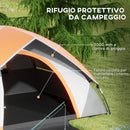 Tenda da Campeggio per 2 Persone Impermeabile 210x150x110 cm Pavimento Esteso Grigio e Arancione   