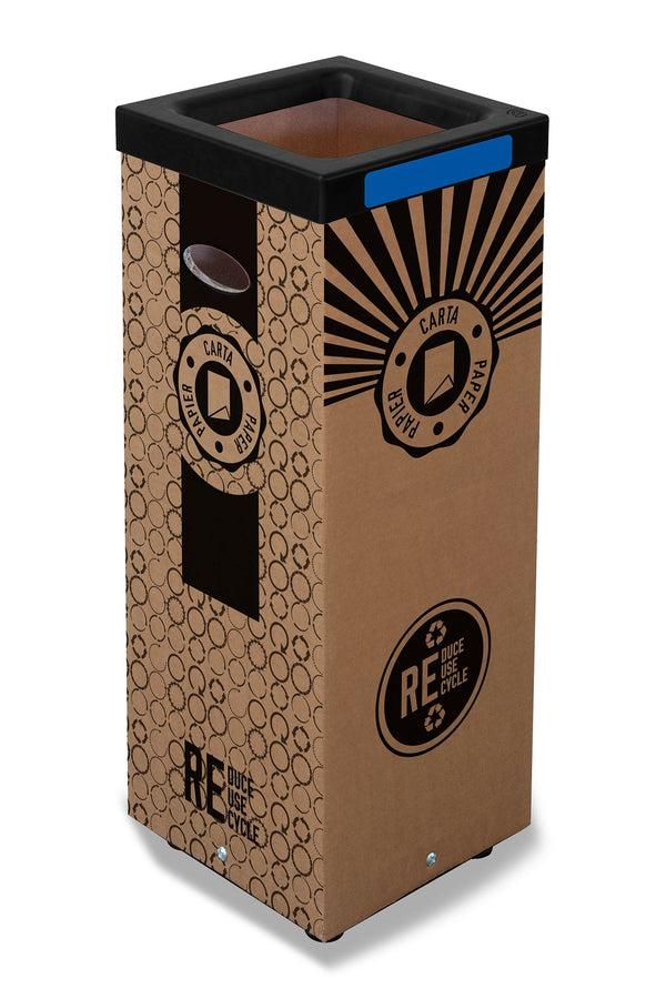 sconto Pattumiera Per Raccolta Rifiuti 28x28xh70 cm in Cartone Con Stampa Grafica Carta Beige