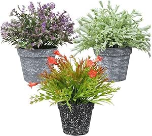 acquista Set 3 Piante Artificiali con Vaso in Melamina Grigio e Nero