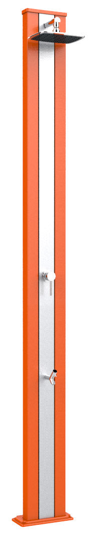 Doccia Solare da Esterno Giardino 30L Miscelatore e Lavapiedi Arkema Spring S Fascia Inox Arancio sconto