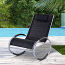 Sedia a Dondolo da Giardino Impermeabile in Alluminio Nero 120x61x88 cm 
