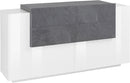 Credenza 2 Ante Battenti e 4 Cassetti 160x86x45 cm New Coro Bianco Lucido e Ardesia