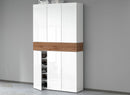 Armadio Scarpiera 6 Ante e 1 Ripiano a Ribalta 114x35x200 cm Savona 6A 1R Bianco Opaco/Rovere Wotan  
