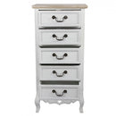 Cassettiera Cuore 5 Cassetti 44x29x91 h cm in Legno di paulownia Bianco