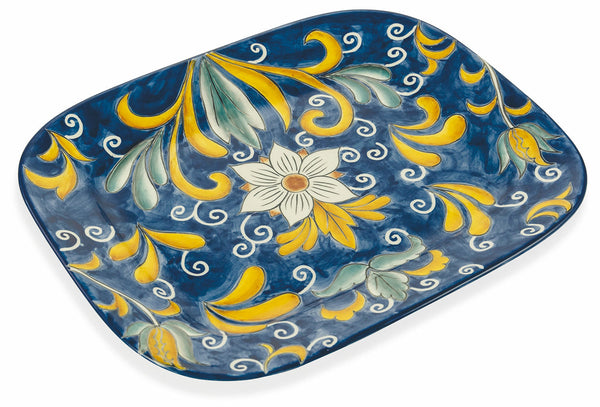 Dekorativer Teller 37x30x4 cm in Dolomite Villa d'Este Home Tivoli Sicilia Blau online