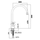 Rubinetto Cucina Miscelatore Doppio Comando Lavello Canna Tonda in Ottone Paini Monaco Bianco