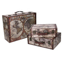 Set 3 Valigie in Similpelle mappamondo rettangolare