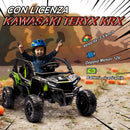 Macchina Elettrica per Bambini 3-5 Anni 12V con Licenza Kawasaki Doppio Motore Telecomando e Musica Nero      