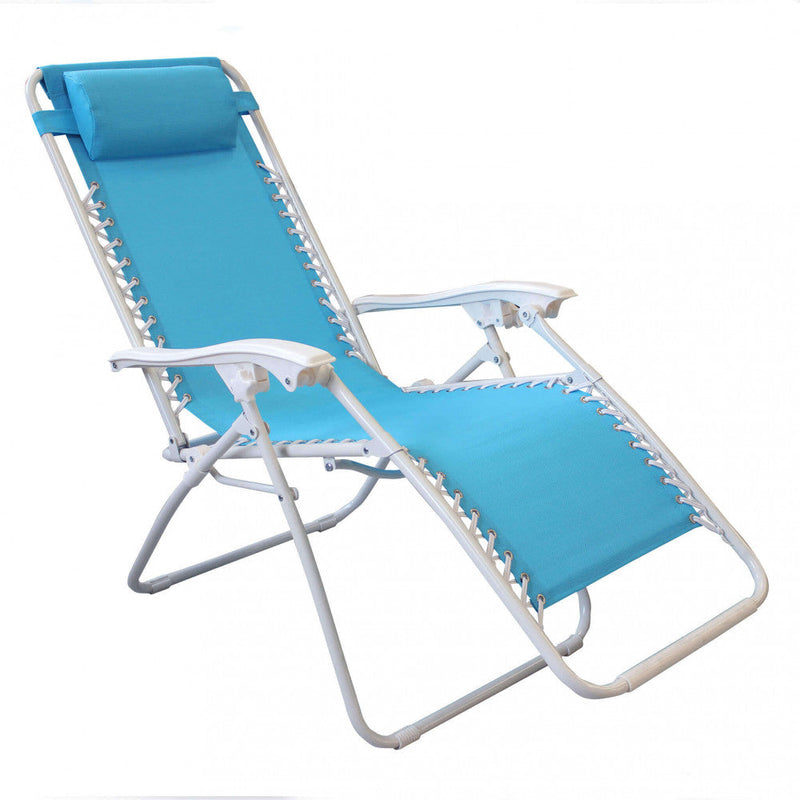 Sedia Sdraio Zero Gravity Reclinabile Pieghevole 88x65x110 h cm in Acciaio e Textilene Azzurro