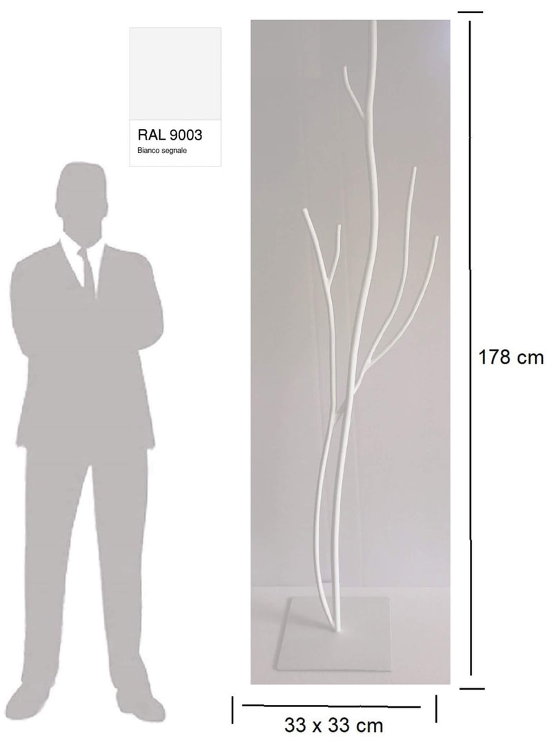 Appendiabiti da Terra 33x33x178 cm in Ferro Battuto Vasconi Castagno Bianco