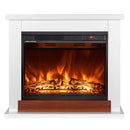 Camino Elettrico da Pavimento 70x80x30 cm Effetto Fiamma 1500W Sting & Lorance Bianco/noce